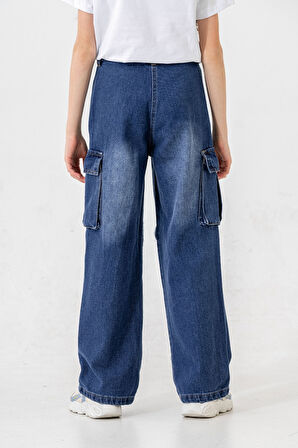 Kız Çocuk Paçası Yıldızlı Kot Pantolon 2203