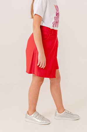 Kız Çocuk Renkli Keten Şort Etek 2876