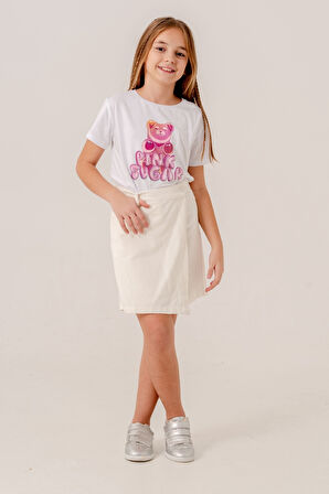 Kız Çocuk Renkli Keten Şort Etek 2876