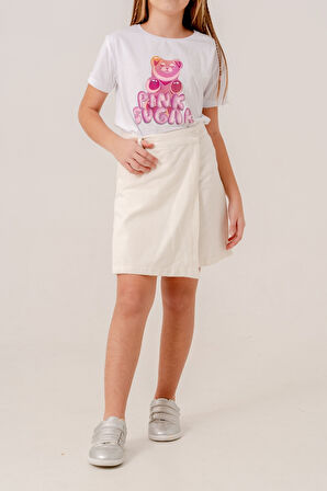 Kız Çocuk Renkli Keten Şort Etek 2876