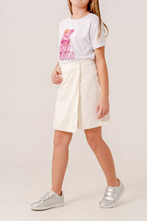 Kız Çocuk Renkli Keten Şort Etek 2876