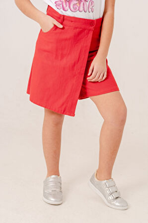 Kız Çocuk Renkli Keten Şort Etek 2876