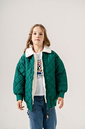 Kız Çocuk İçi Kürklü Kapitone Şişme Mont 1018