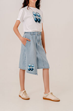 Kız Çocuk Sağ Üst Parçalı Kot Etek 2602