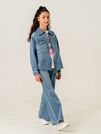 Kız Çocuk Fermuarlı Kot Ceket 1904