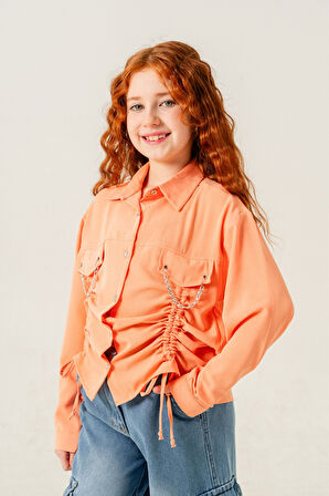 Kız Çocuk Önü Tünelli Cebi Zincirli Gömlek 3147