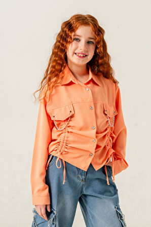 Kız Çocuk Önü Tünelli Cebi Zincirli Gömlek 3147