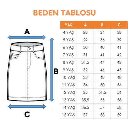 Kız Çocuk Sol Pileli Kot Etek 2955