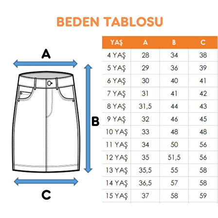 Kız Çocuk Sol Pileli Kot Etek 2955