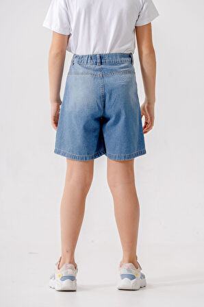 Kız Çocuk Sol Yırtık Kot Şort 2871