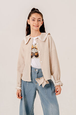 Kız Çocuk Su Taşlı Gömlek T-Shirt İkili Takım 1805