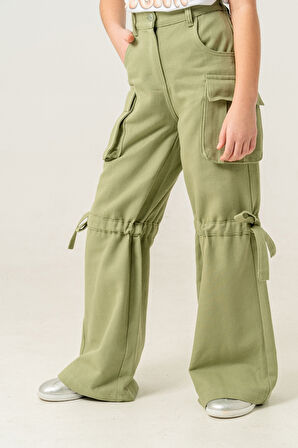 Kız Çocuk Tünelli Keten Pantolon 2570