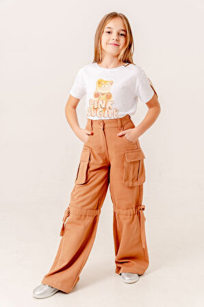 Kız Çocuk Tünelli Keten Pantolon 2570