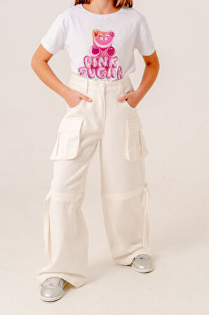 Kız Çocuk Tünelli Keten Pantolon 2570