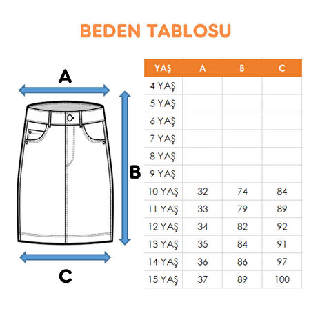 Kız Çocuk Uzun Pileli Kot Etek 2607
