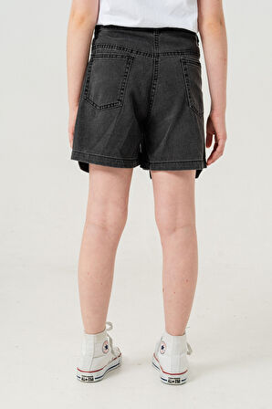 Kız Çocuk Üstten Cepli Kot Şort 2857