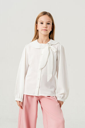 Kız Çocuk Yaka Bağcıklı Gömlek 3146