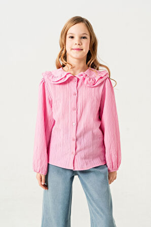 Kız Çocuk Yaka Fırfırlı Gömlek 3144