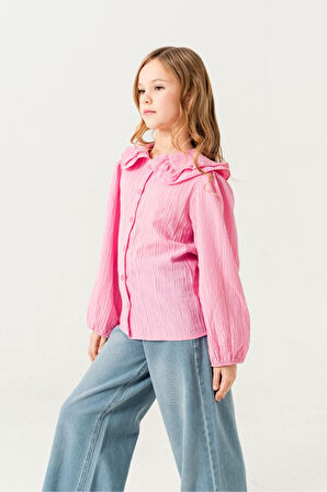 Kız Çocuk Yaka Fırfırlı Gömlek 3144