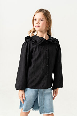 Kız Çocuk Yaka Fırfırlı Gömlek 3144