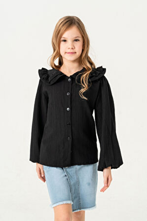 Kız Çocuk Yaka Fırfırlı Gömlek 3144