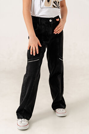 Kız Çocuk Yan Ara Cepli Kot Pantolon 2177