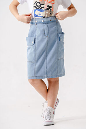 Kız Çocuk Yan Cepli Kot Etek 2954