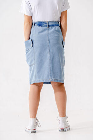 Kız Çocuk Yan Cepli Kot Etek 2954