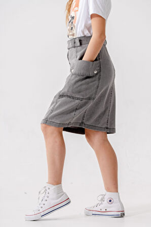 Kız Çocuk Yan Cepli Kot Etek 2954