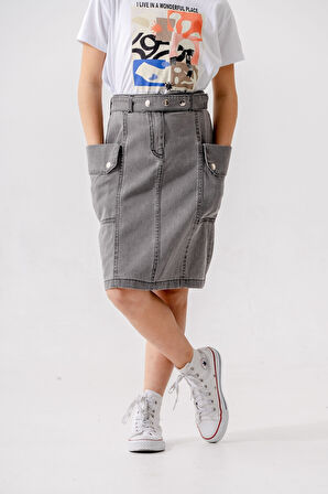 Kız Çocuk Yan Cepli Kot Etek 2954