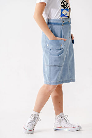 Kız Çocuk Yan Cepli Kot Etek 2954