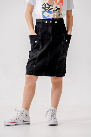 Kız Çocuk Yan Cepli Kot Etek 2954