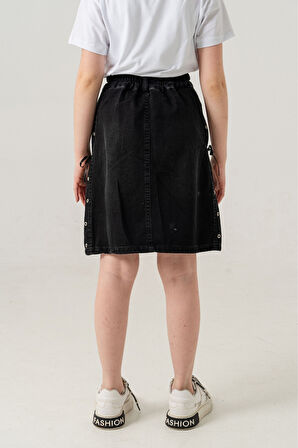 Kız Çocuk Yan Kuşgözlü Kot Etek 2956