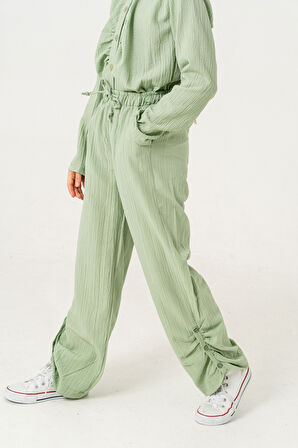 Kız Çocuk Yan Paça Büzgülü Pantolon 2559