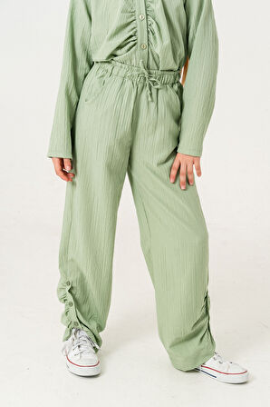 Kız Çocuk Yan Paça Büzgülü Pantolon 2559