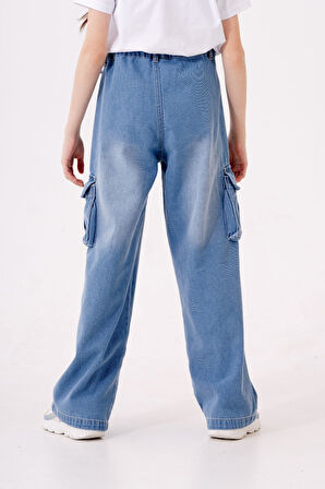 Kız Çocuk Zincir Detaylı Kot Pantolon 2196