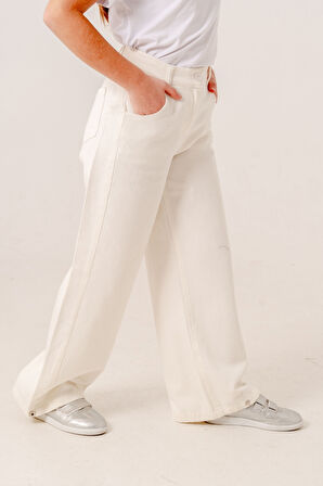 Kız Çocuk Zincirli Kargo Keten Pantolon 2569