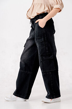 Kız Çocuk Bel Kordonlu Kot Pantolon 2198