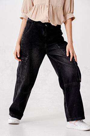 Kız Çocuk Bel Kordonlu Kot Pantolon 2198