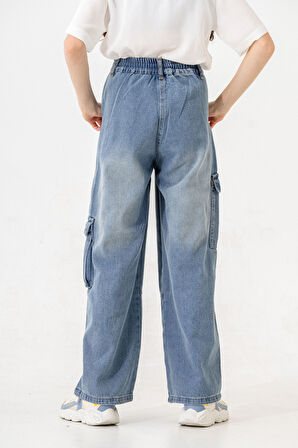 Kız Çocuk Bel Kordonlu Kot Pantolon 2198