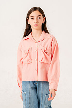 Kız Çocuk Körük Cepli Gömlek 3155