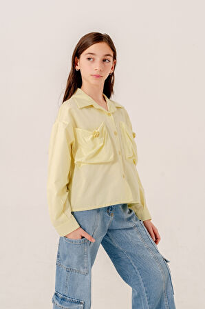 Kız Çocuk Körük Cepli Gömlek 3155