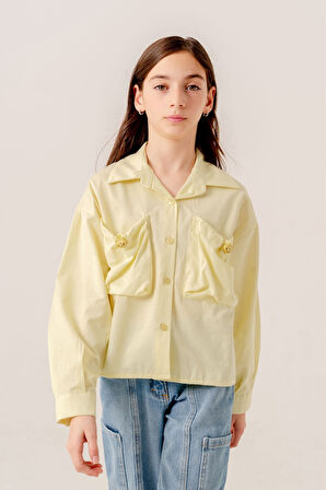 Kız Çocuk Körük Cepli Gömlek 3155