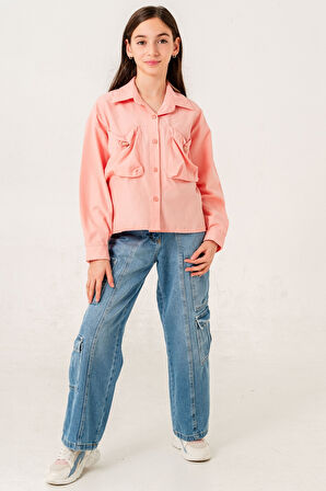 Kız Çocuk Körük Cepli Gömlek 3155