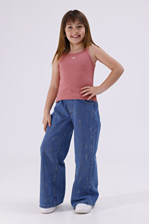 Kız Çocuk Sıralı Taşlı Kız Çocuk Kot Pantolon 2209