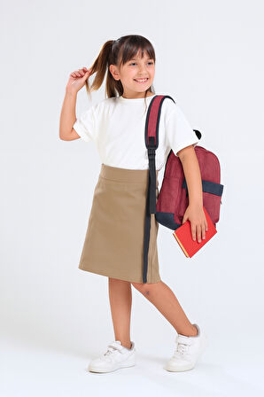 Kız Çocuk Beli İpli Okul Kaşkorse Şort Etek G2025-1