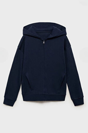 Kız - Erkek Genç  Basic Fermuarlı Kapüşonlu Okul Sweatshırt G2025-3