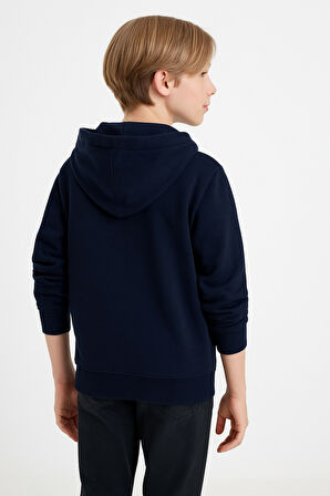 Erkek Çocuk Basic Fermuarlı Kapüşonlu Okul Sweatshırt G2025-3-1