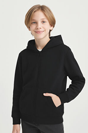 Erkek Çocuk Basic Fermuarlı Kapüşonlu Okul Sweatshırt G2025-3-1