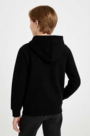 Erkek Çocuk Basic Fermuarlı Kapüşonlu Okul Sweatshırt G2025-3-1
